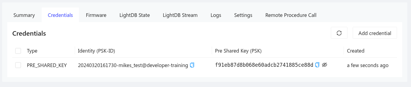 Reviewing PSK credentials